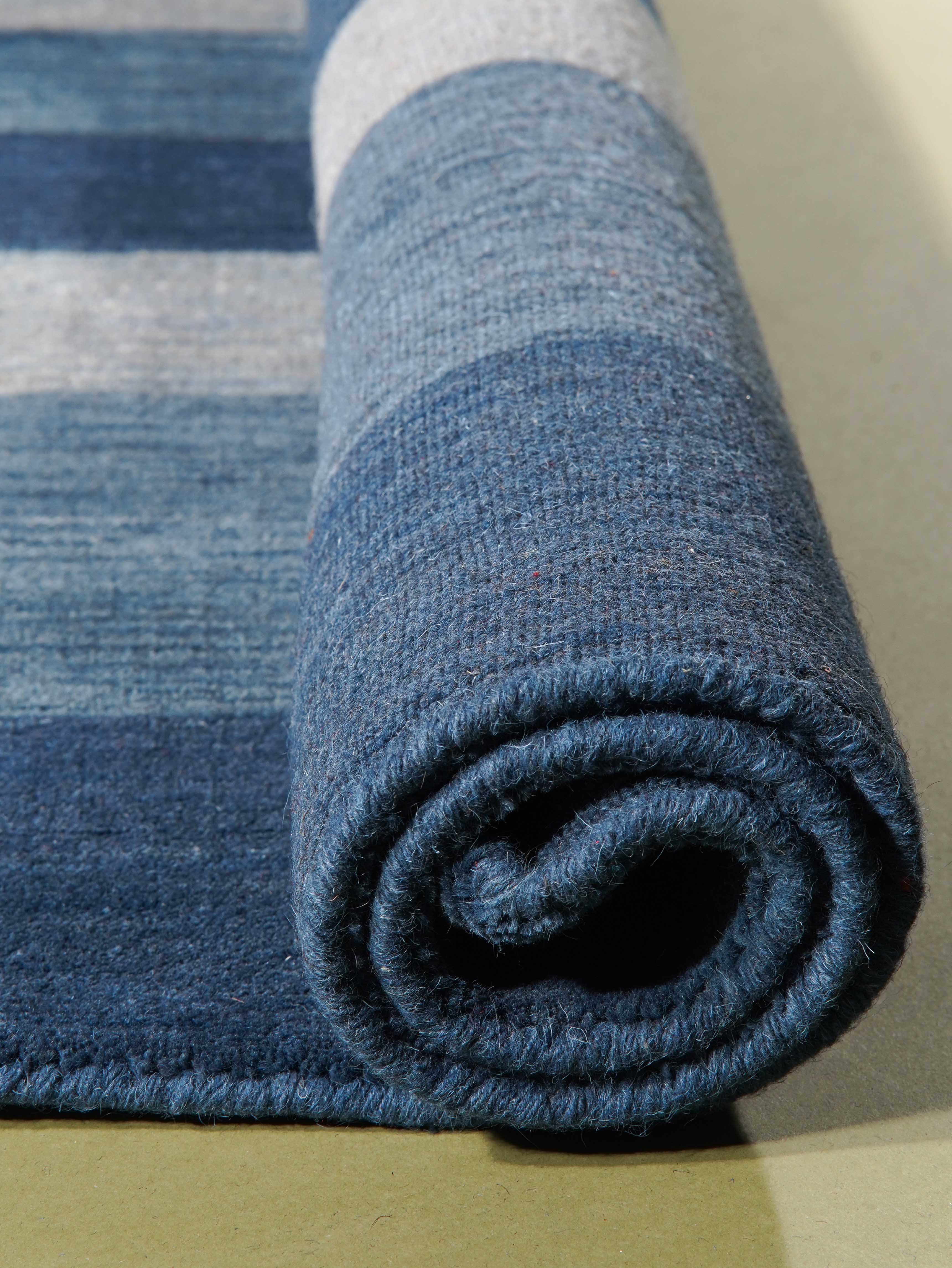 HAND KNOTTED LOOM WOOL ECO-FRIENDLY AREA RUGS-Rectangle,Blue,Contemporary, [Square] 10'x10'