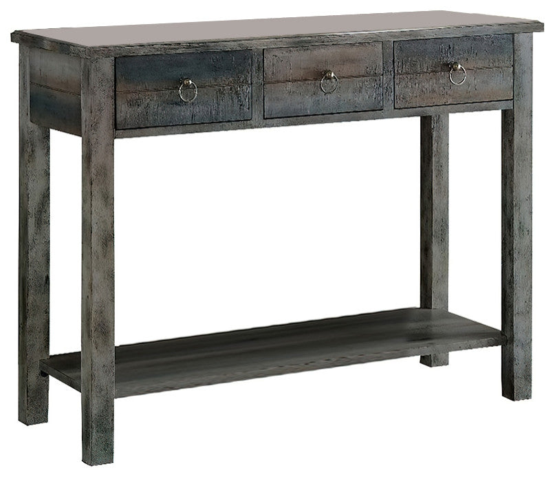 Glancio Console Table, Antique White and Teal