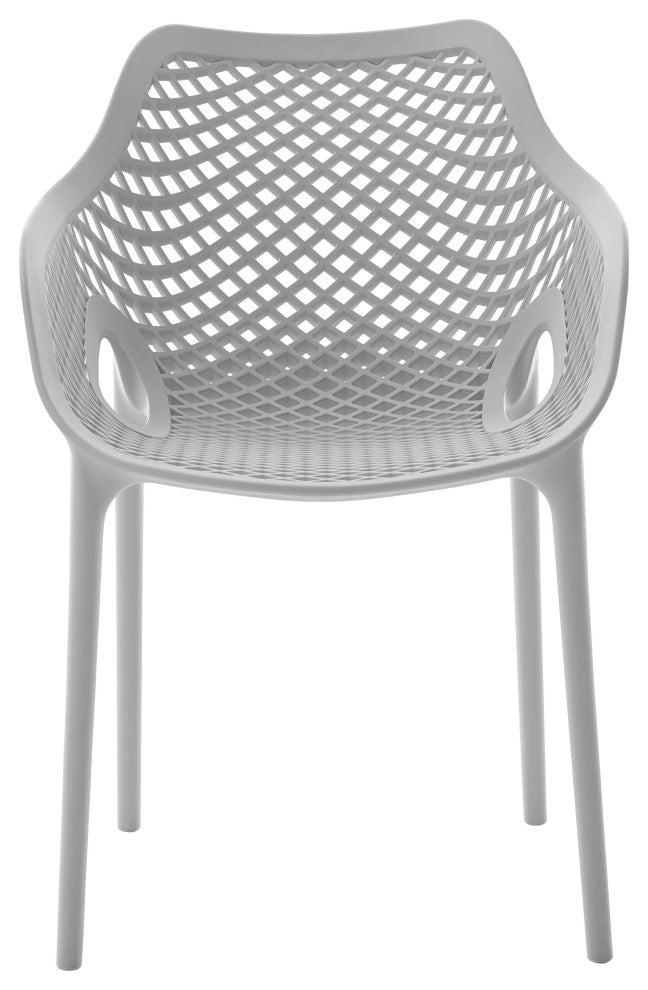 Mykonos Outdoor Patio Dining Chair (Set of 4), Grey, With Arms