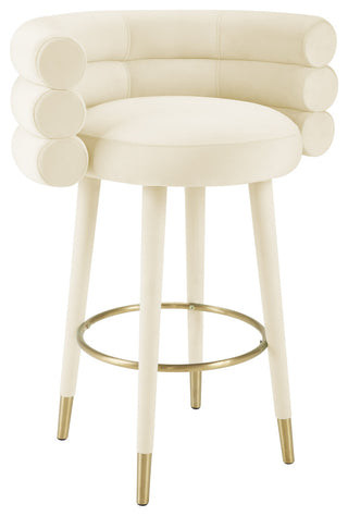 Betty Velvet Barstool, Cream, Bar Height
