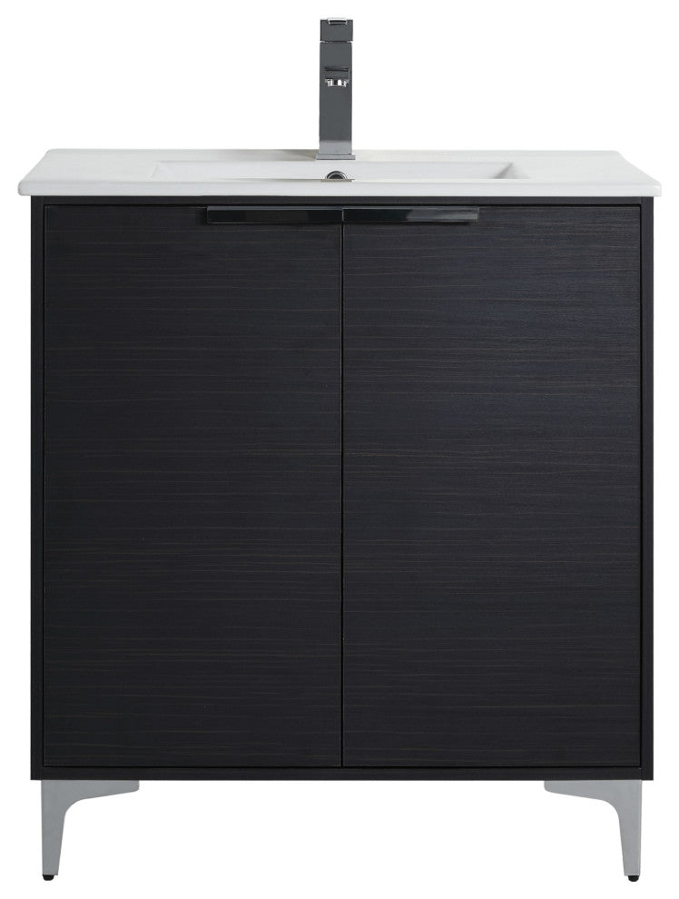 Wilmington Bath Vanity, Chestnut, 30 Inch, Polished Chrome Hardware