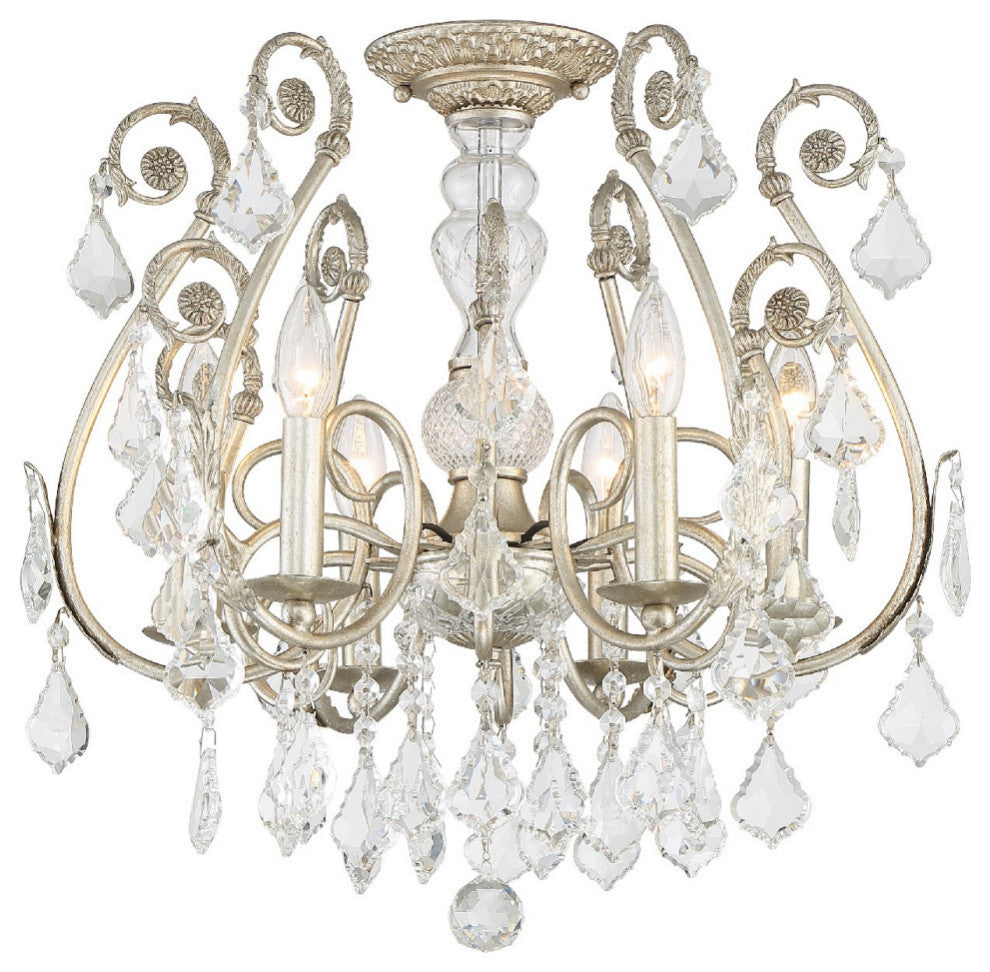 Crystorama 5115-OS-CL-MWP_CEILING, 6-Light Ceiling Mount, Olde Silver