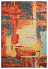 Red Distressed Bohemian Moderno Art Rug, 4' 4x6' 3