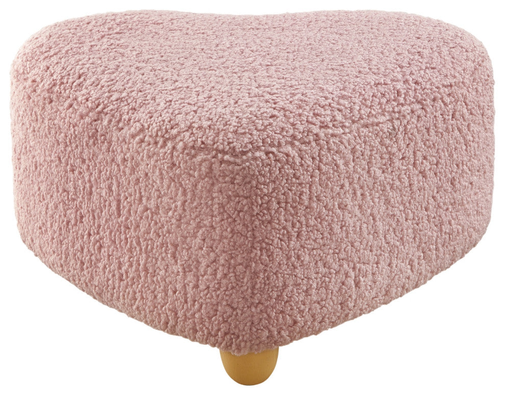 Rustic Manor Elouise Ottoman, Upholstered, Sherpa, Blush