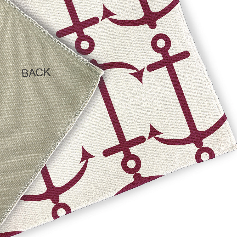 Anchor Pattern Nautical & Coastal Chenille Area Rug