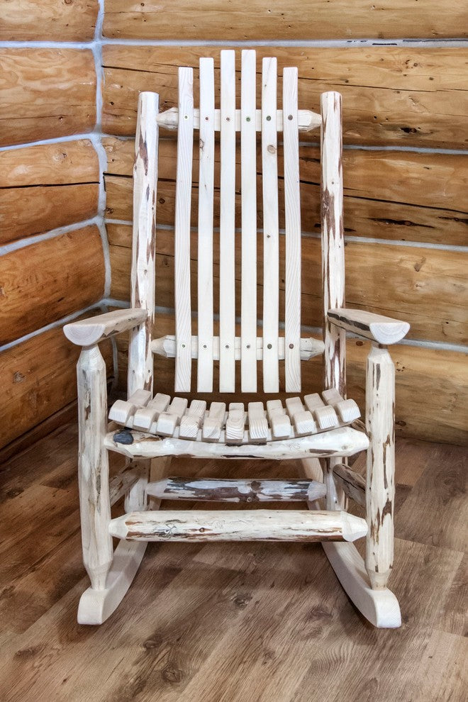 Montana Collection Adult Log Rocker, Clear Lacquer Finish