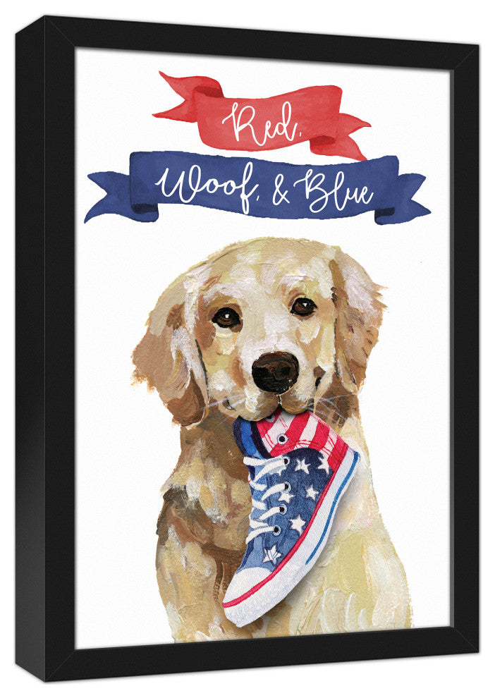 Red Woof and Blue Pup 13.73 x 19.73 Black Framed Canvas