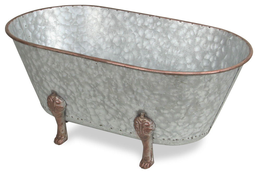 Lavande Metal Tub Decor - Small - Galvanized