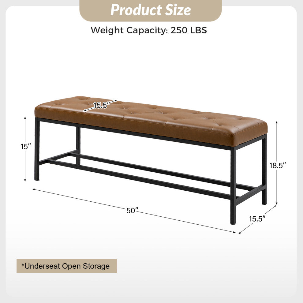 Upholstered Bench, Camel