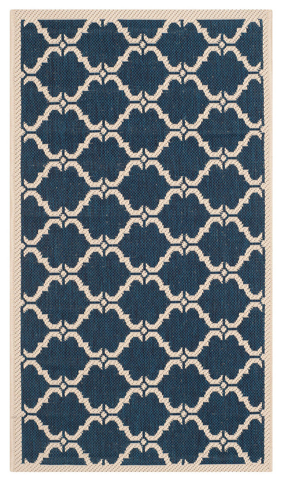 Safavieh Courtyard Cy6009-268 Navy, Beige Area Rug, 2'3" X 6'7"