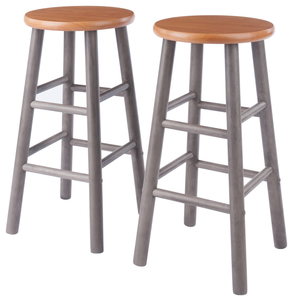 Huxton 2-Pc Counter Stool Set, Gray and Teak