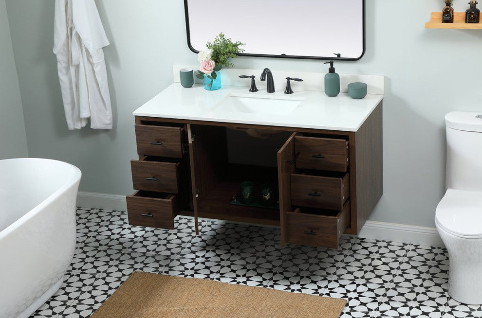 Home Living 22" Midcentury Modern Walnut-Light Bathroom Vanity