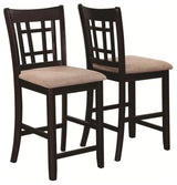 Lattice Back Espresso Counter Height Dining Chairs, Set of 2