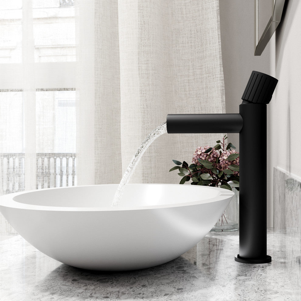 VIGO Ashford 11" H Single Handle Single Hole Bathroom Vessel Faucet, Matte Black