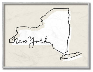 New York Home State Map Neutral Print Design, 11"x14"