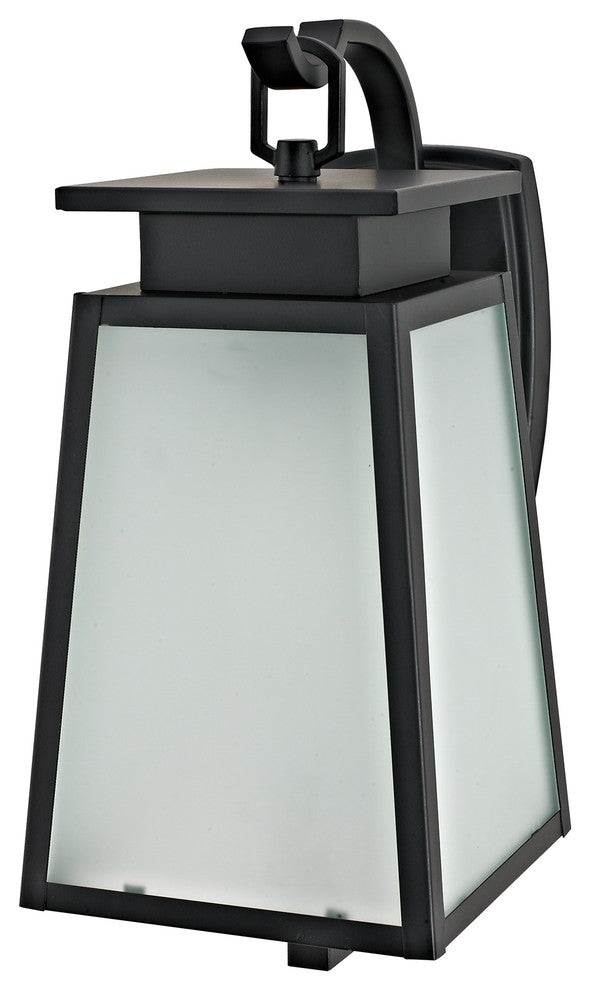 Citadel 1-Light Transitional Outdoor Wall Sconce with Frosted Glass, Black