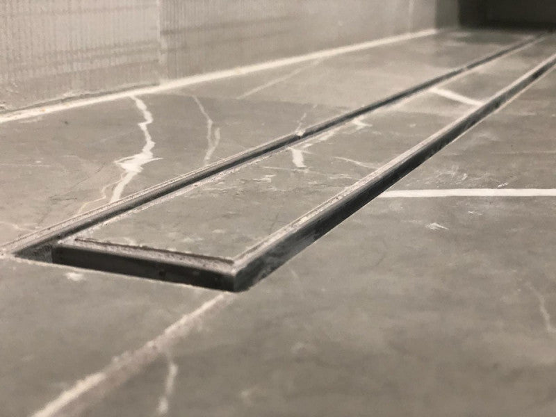 Offset Linear Drain, 48 Inch Side Outlet Linear Drain Complete Set, Tile Insert