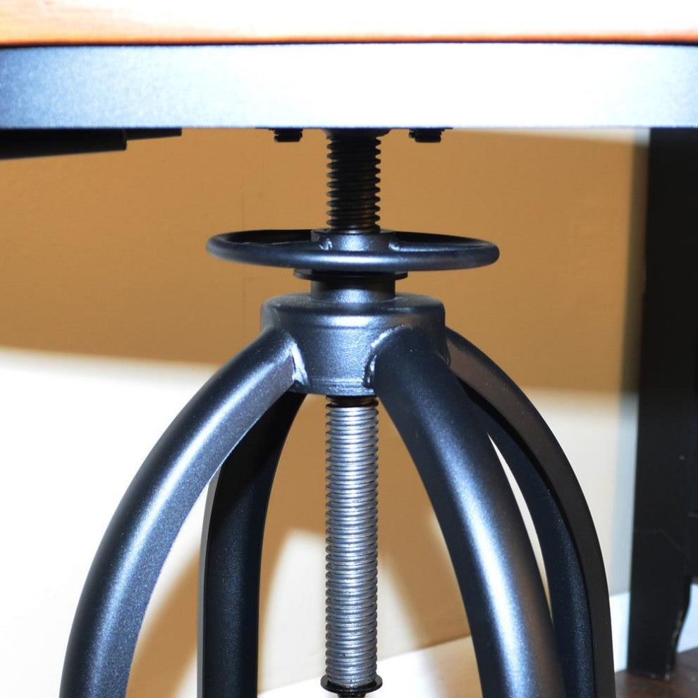 Mason Adjustable Barstool - Chestnut Seat - Black Base