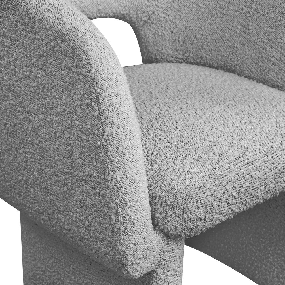 Emmet Boucle Fabric Dining Chair / Accent Chair, Grey, Boucle Fabric