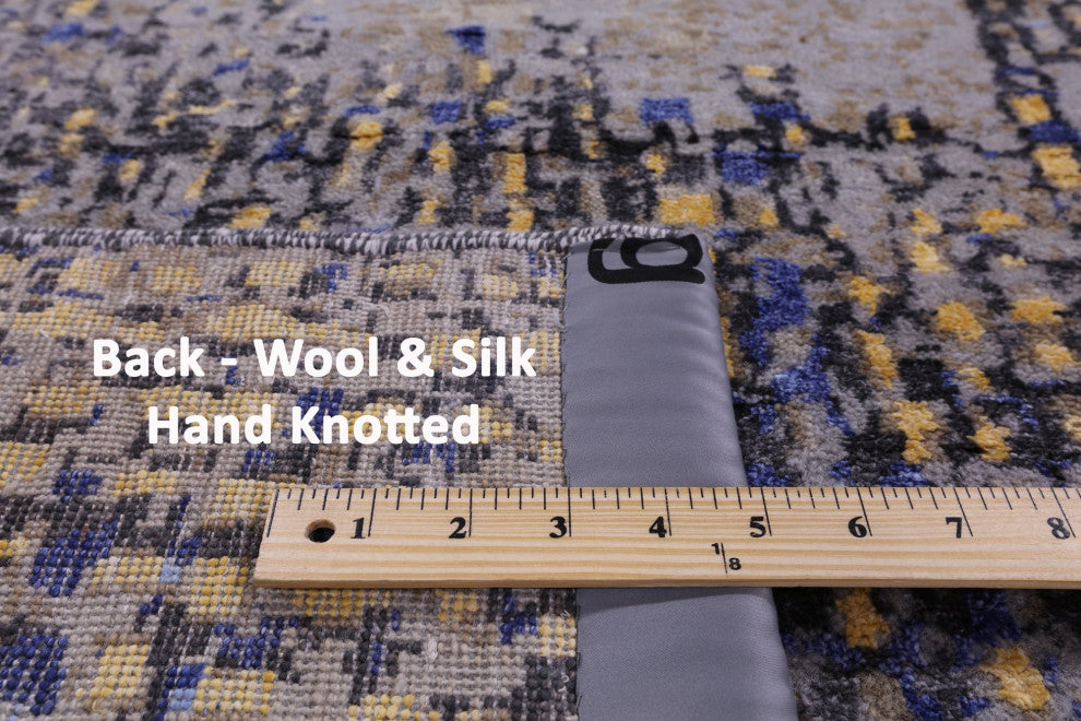 8' 1" X 10' 8" Wool and Silk Abstract Hand Knotted Rug Q7042
