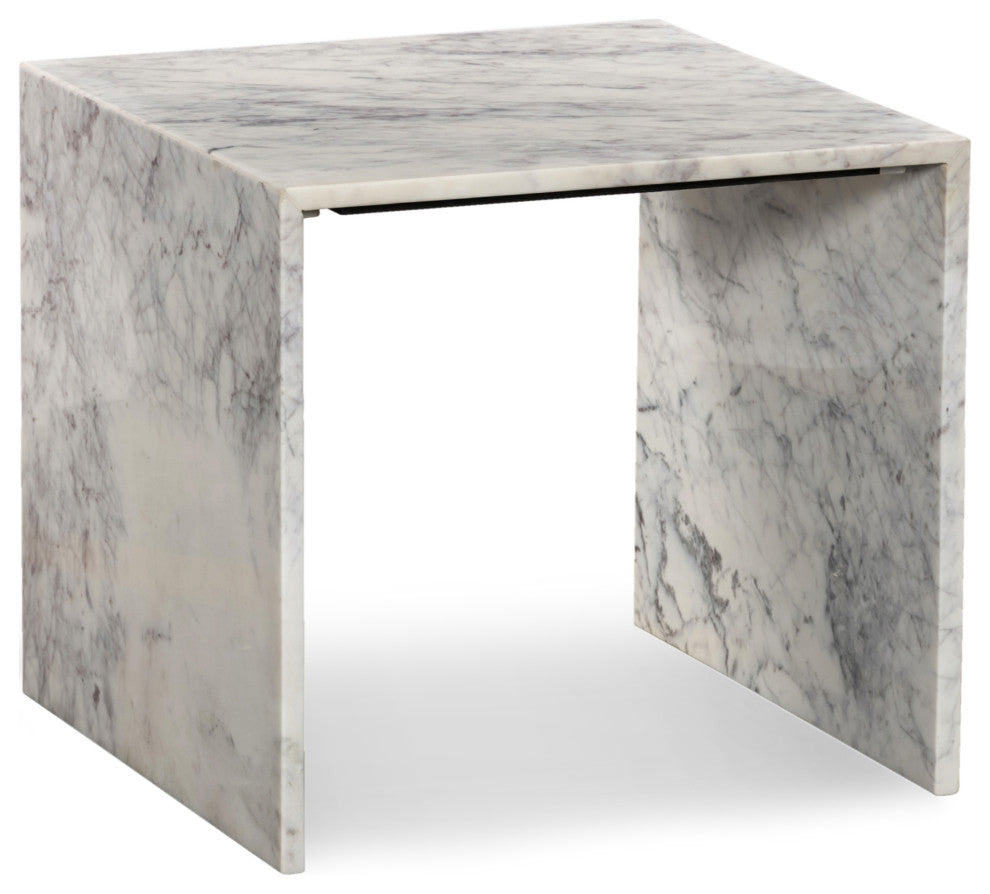 Canova Marble End Table, White, End Table