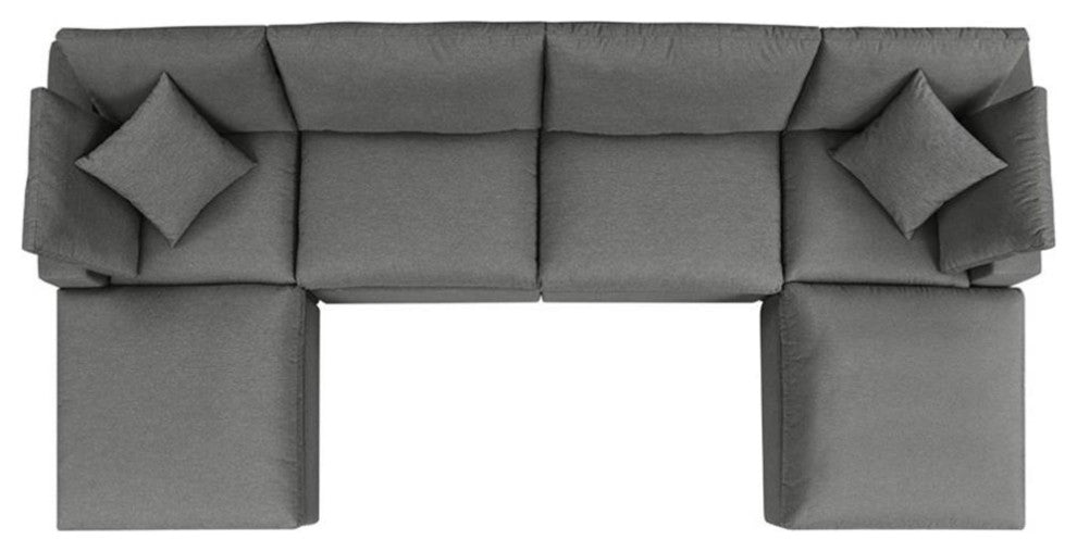 Commix 6-Piece Outdoor Patio Sectional Sofa Charcoal -5585