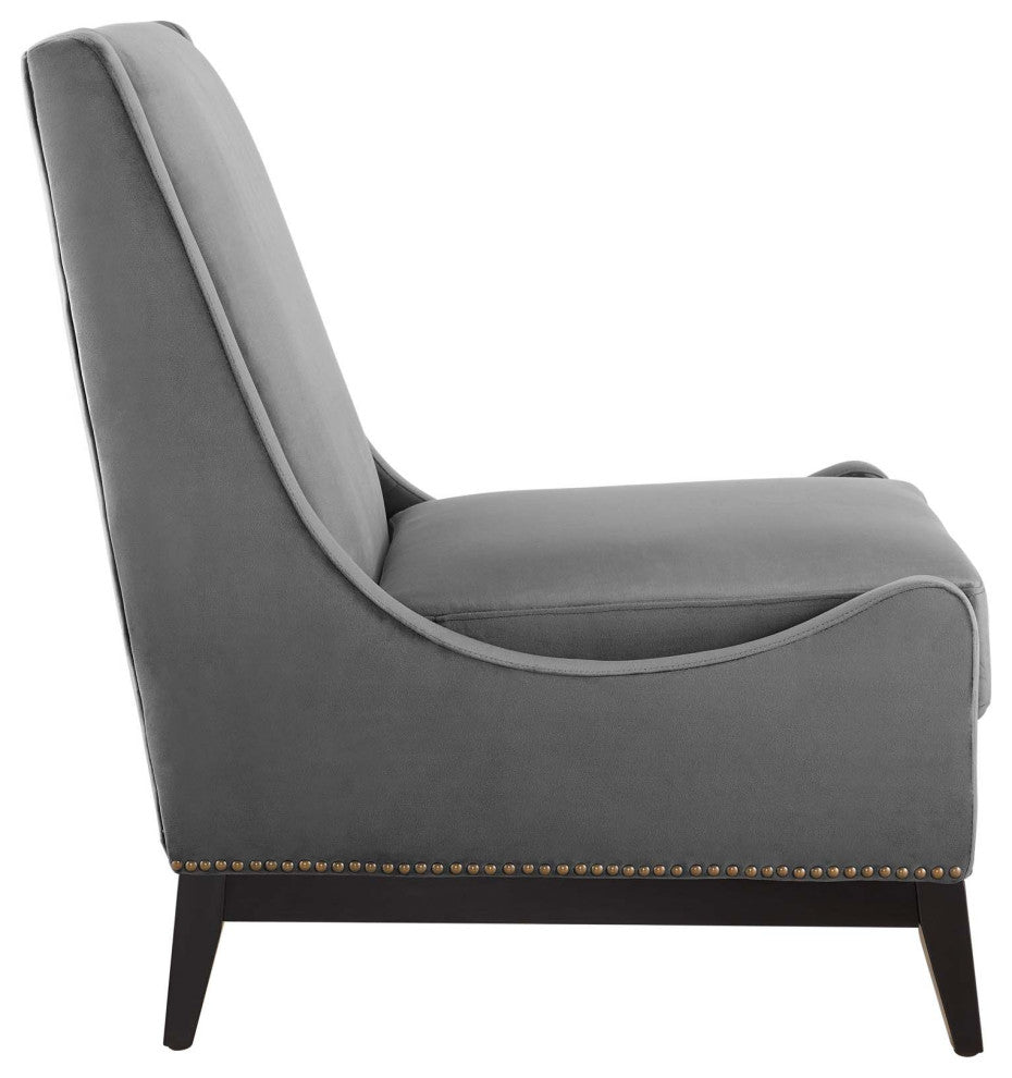 Confident Lounge Chair Upholstered Performance Velvet Set of 2-Gray