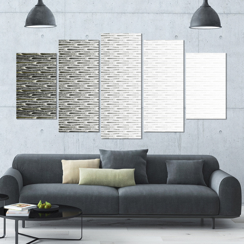 White Symmetrical Fractal Flower, Abstract Canvas Art Print, 60"x32", 5 Panels