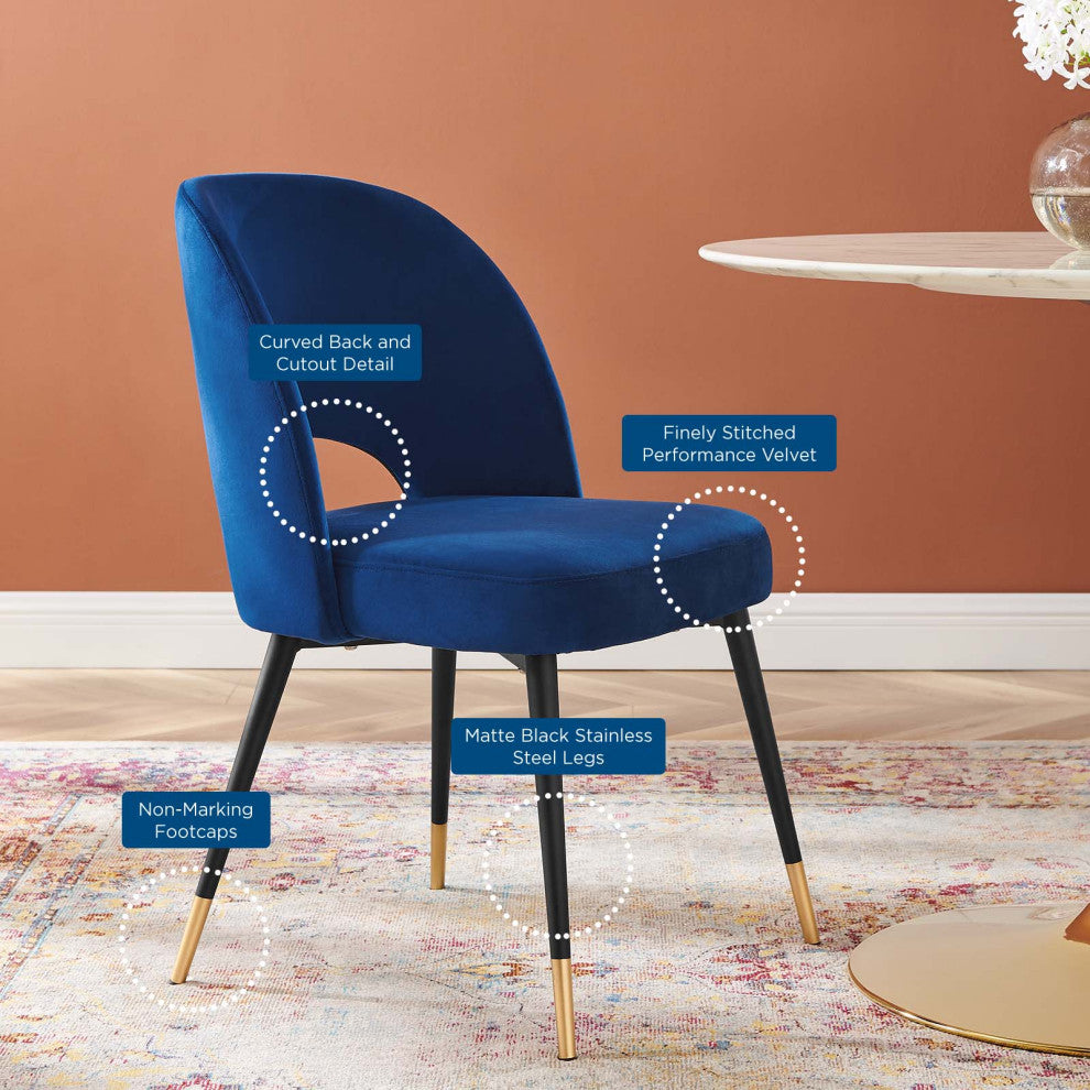 Rouse Performance Velvet Dining Side Chair Navy