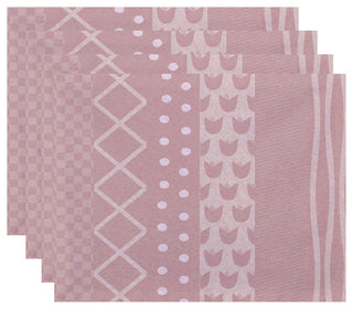 18"x14" Pattern Stripe Placemats, Set of 4, Pale Pink