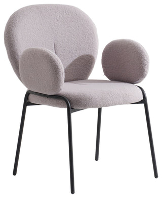 Celestial Boucle Dining Chairs Upholstered With Iron Legs Set of 4, Grey