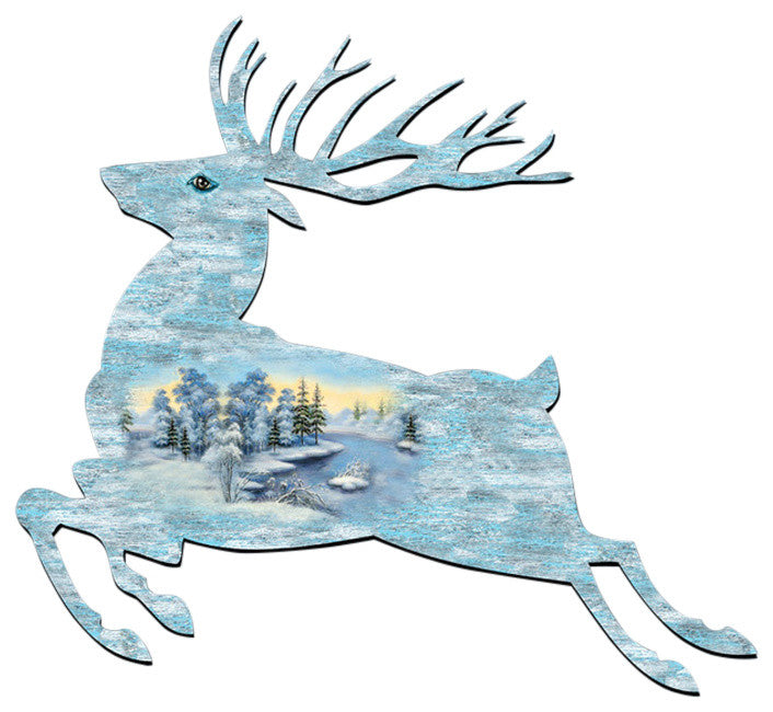 Prancing Deer Scenic Door Hanger