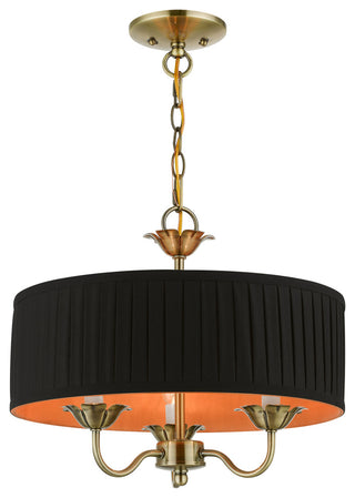 Livex Lighting 3 Light Antique Brass Pendant Chandelier