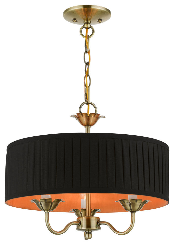 Livex Lighting 3 Light Antique Brass Pendant Chandelier
