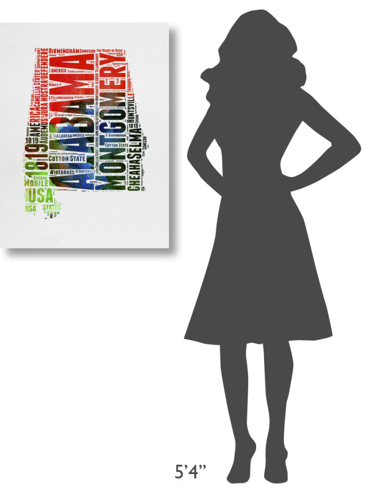 "Alabama Watercolor Word Cloud" Fine Art Print