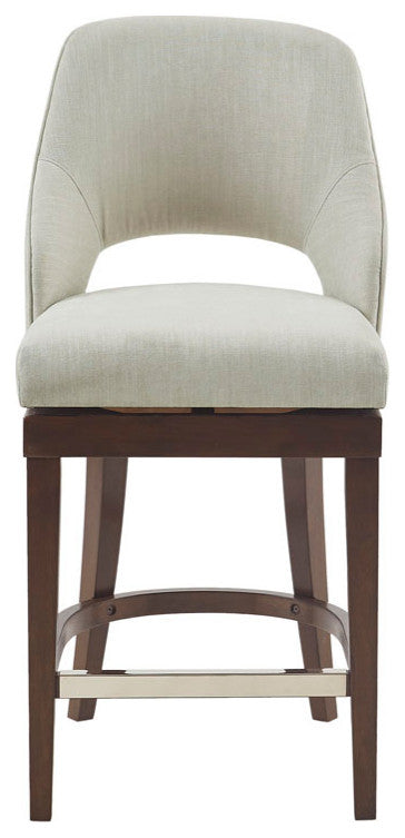 Madison Park Counter Stool Swivel Seat Upholstered Height Bar Stool, Cream