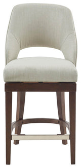 Madison Park Counter Stool Swivel Seat Upholstered Height Bar Stool, Cream