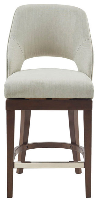 Madison Park Counter Stool Swivel Seat Upholstered Height Bar Stool, Cream