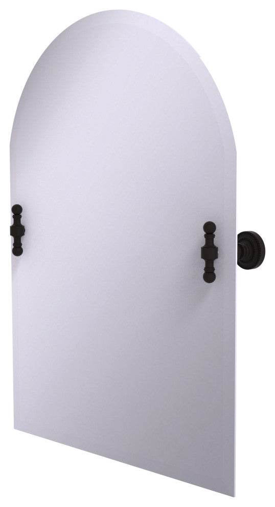 Frameless Arched Top Beveled Edge Tilt Mirror, Oil Rubbed Bronze