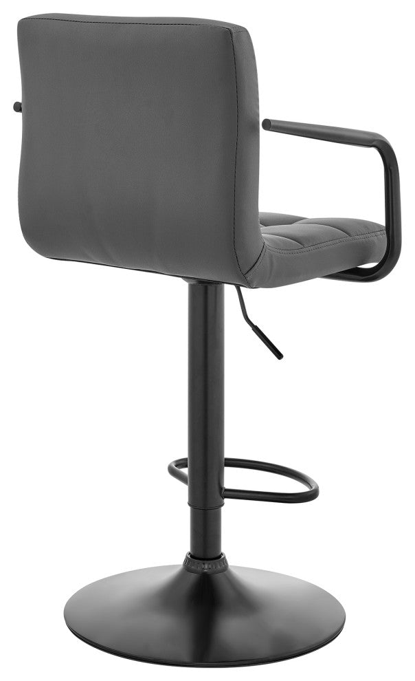 Laurant Adjustable Gray Faux Leather Swivel Bar Stool