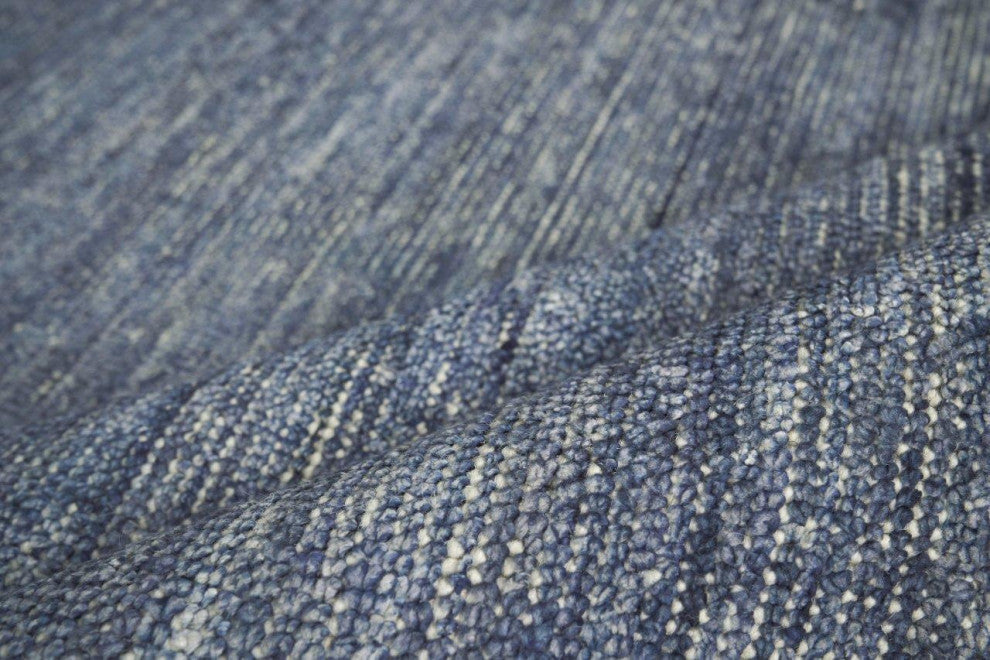 Catalina Handmade Hand Loomed Wool and Bamboo Silk Blue Area Rug