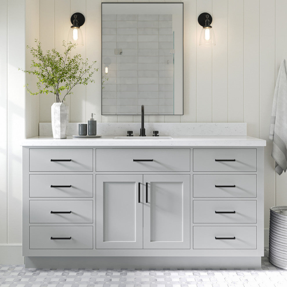 Ariel Hepburn 66" Single Rectangle Sink Vanity, Carrara Quartz