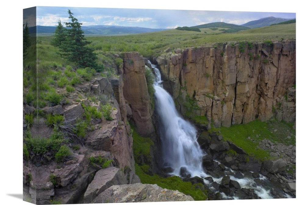 "North Clear Creek Waterfall Cascading Down Cliff, Colorado" Artwork, 16" x 12"