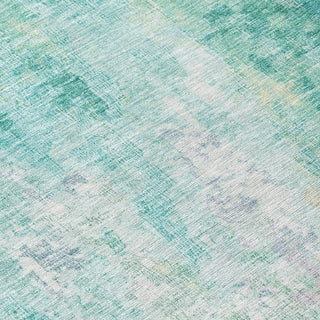 Machine Washable Indoor/Outdoor Chantille ACN1640 Teal 8' x 8' Round Rug