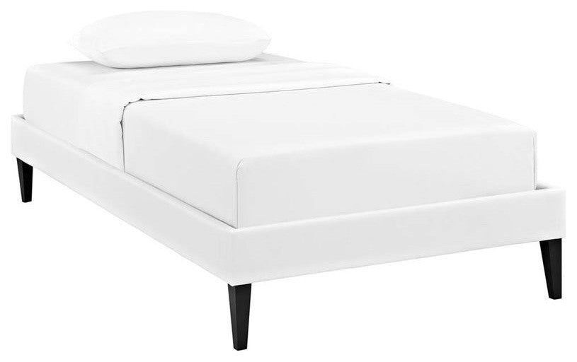 Modway Bedroom Sharon Twin Vinyl Bed Frame With Squared Tapered Legs
