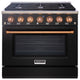 36" Slide-in Freestanding Gas Range & 5.2 Cu. Ft. Oven, 6 Burners. Matte Black, Matte Black & Copper
