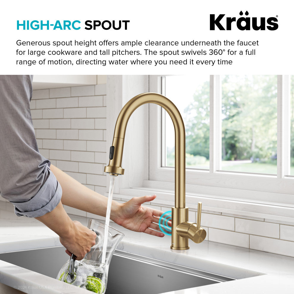 Bolden Sensor 2-Function Pull-Down 1-Handle Kitchen Faucet, Brushed Brass