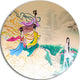 Classical Chinese Painting, Abstract Large Disc Metal Wall Art, 23"
