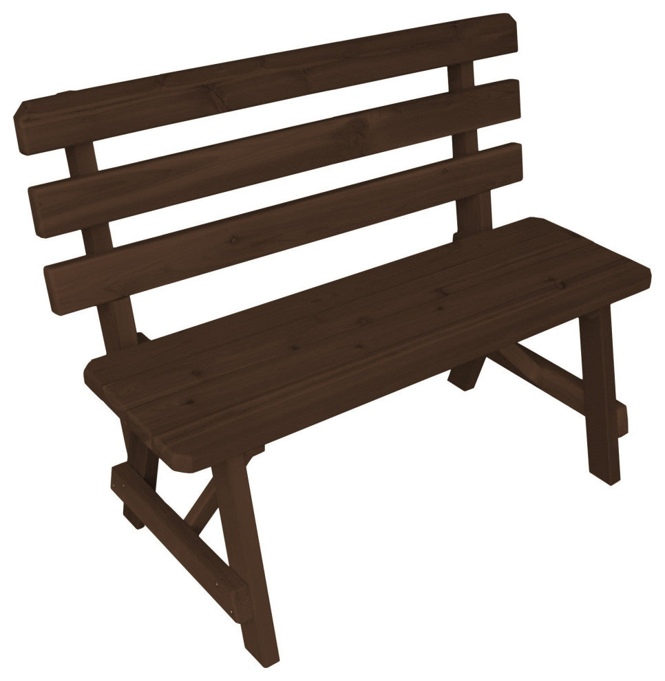 Traditional Cedar Backed Bench, Walnut Stain, 5 Foot
