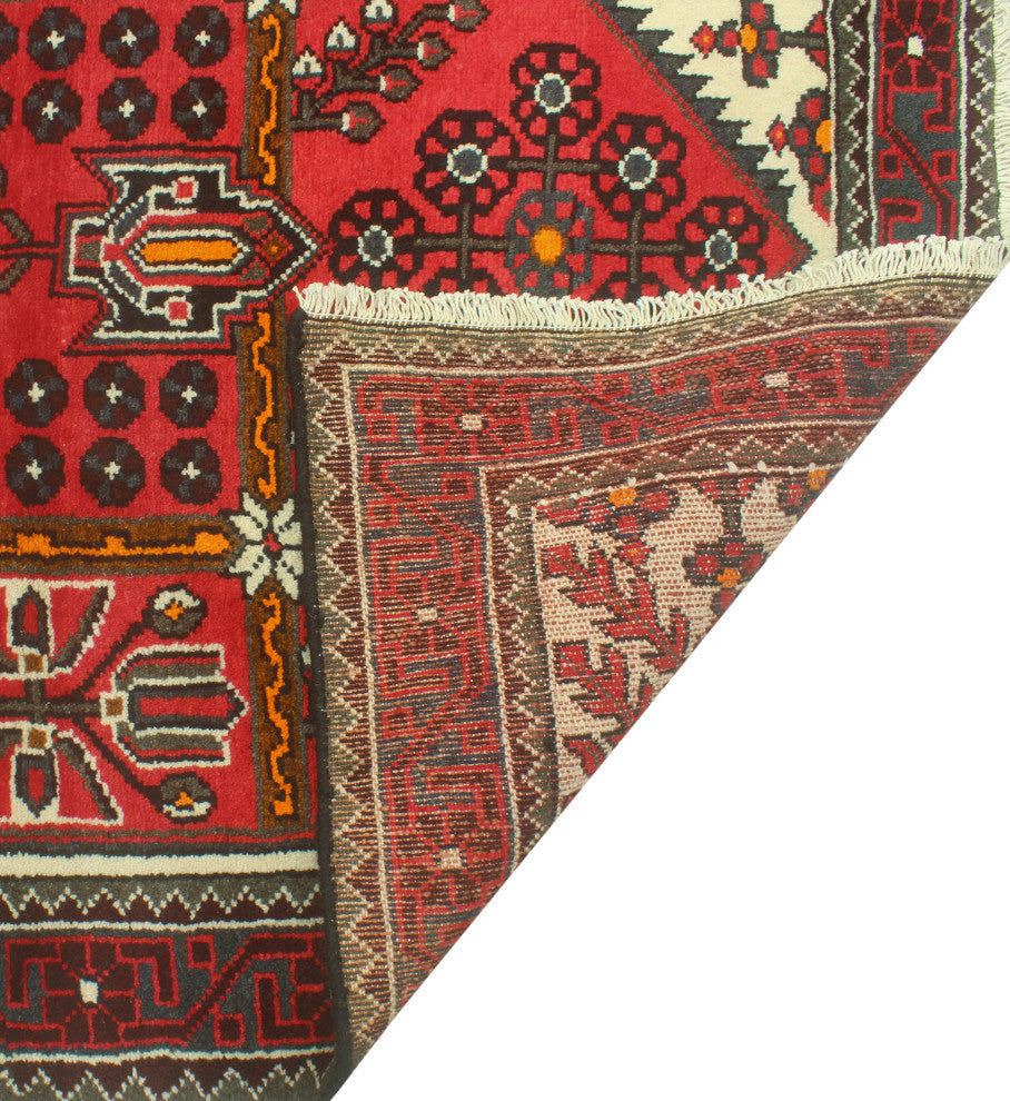 Fine Vintage Distressed Apolonio Red/Ivory Runner, 3'9 x 10'3